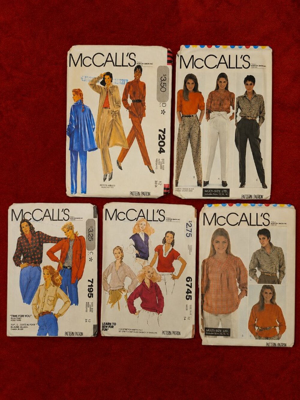 McCall's Vintage Sewing Pattern Lot - Size S (10-12) Used